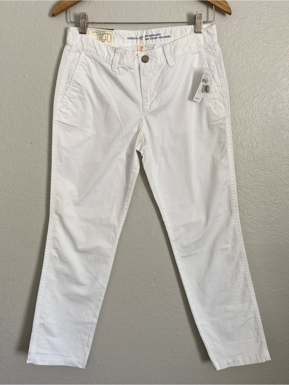 GAP Girlfriend Khaki Pants Womens 0/25 White Summer Cotton Blend Stretch NWT
